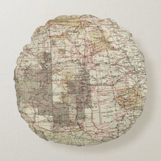 Cojín Redondo Mapa del progreso 1878 de las encuestas sobre (Anverso)