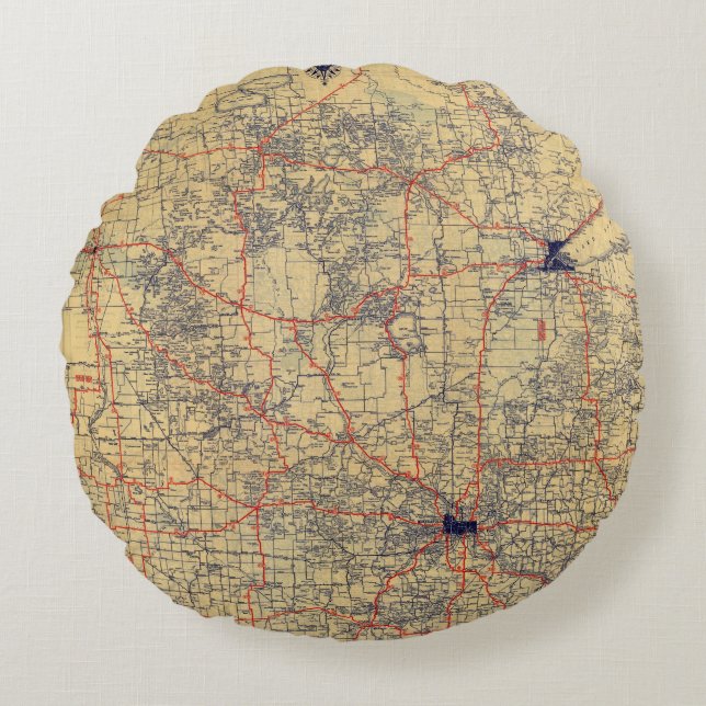 Cojín Redondo Mapa estándar de Minnesota (Anverso)