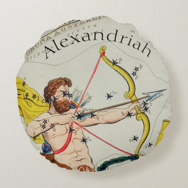 Cojín Redondo Mapa estelar de signo astrológico Sagittarius Roun (Reverso)