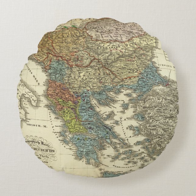 Cojín Redondo Mapa etnográfico del imperio otomano (Anverso)