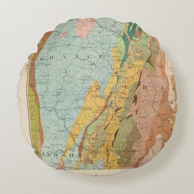Cojín Redondo Mapa geológico de New Hampshire 2 (Anverso)