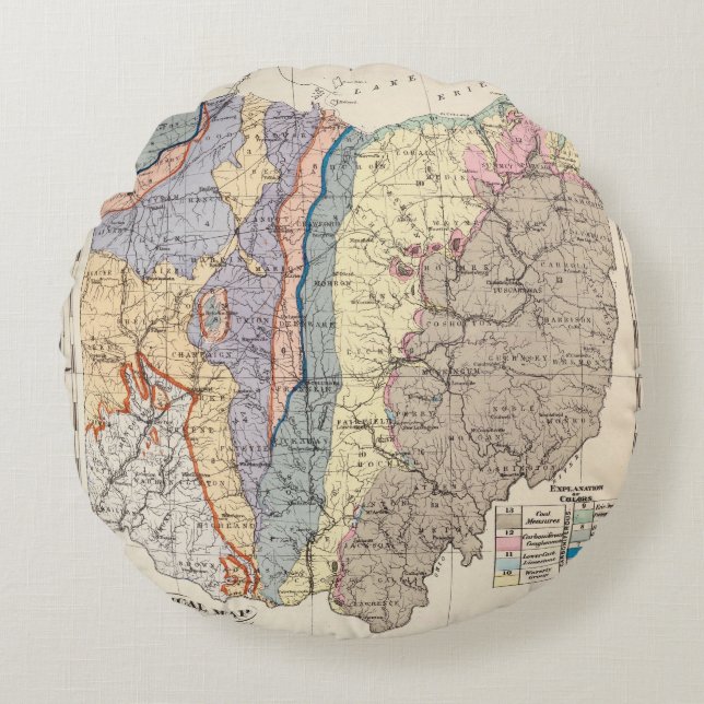 Cojín Redondo Mapa geológico de Ohio (Anverso)