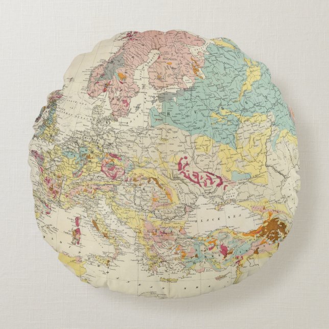 Cojín Redondo Mapa geológico Europa (Anverso)