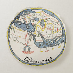 Cojín Redondo Mapa náutico rústico personalizado vintage