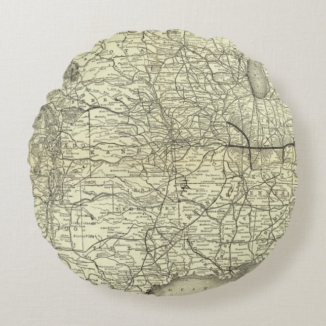 Cojín Redondo Mapa Ohio y ferrocarril de Mississippi (Anverso)