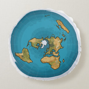 Cojín Redondo Mapa plano de la Tierra