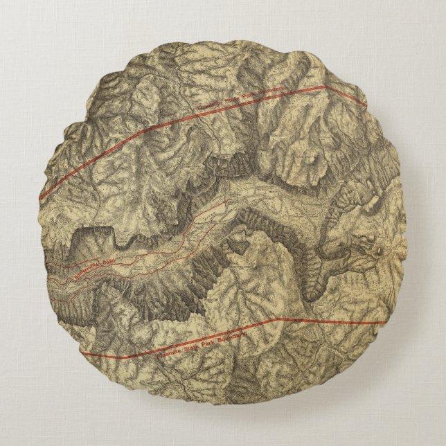 Cojín Redondo Mapa topográfico del valle 2 de Yosemite (Anverso)