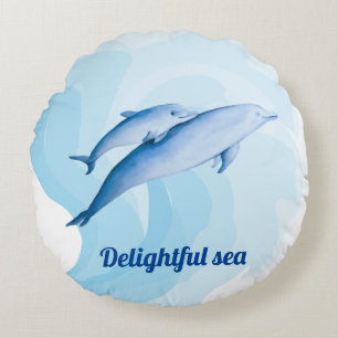 Cojín Redondo Mar asombroso con delfines