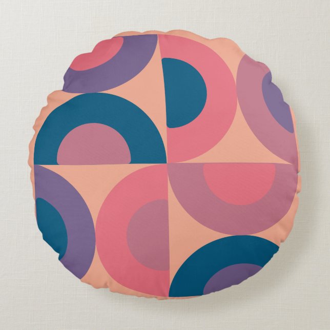 Cojín Redondo Mar Coral Moderno de Mediano Siglo (Anverso)