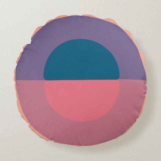 Cojín Redondo Mar Coral Moderno de Mediano Siglo (Anverso)