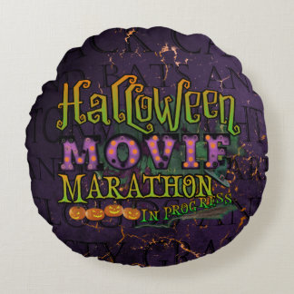 Cojín Redondo Maratón De Películas De Halloween En Curso