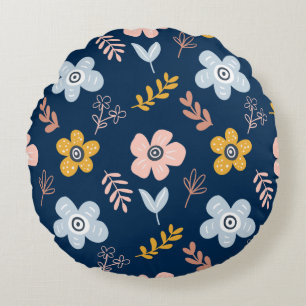 Cojín Redondo Maravilloso Diseño Floral Botánico