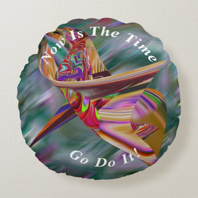 Cojín Redondo Marble abstracto único aclarado (Anverso)