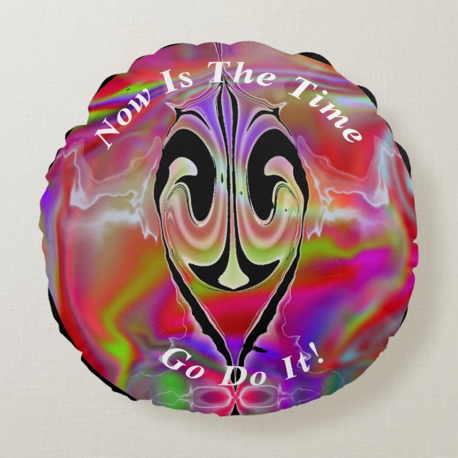 Cojín Redondo Marble abstracto único aclarado (Anverso)