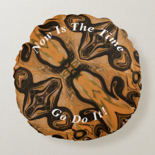 Cojín Redondo Marble abstracto único de color marrón líquido