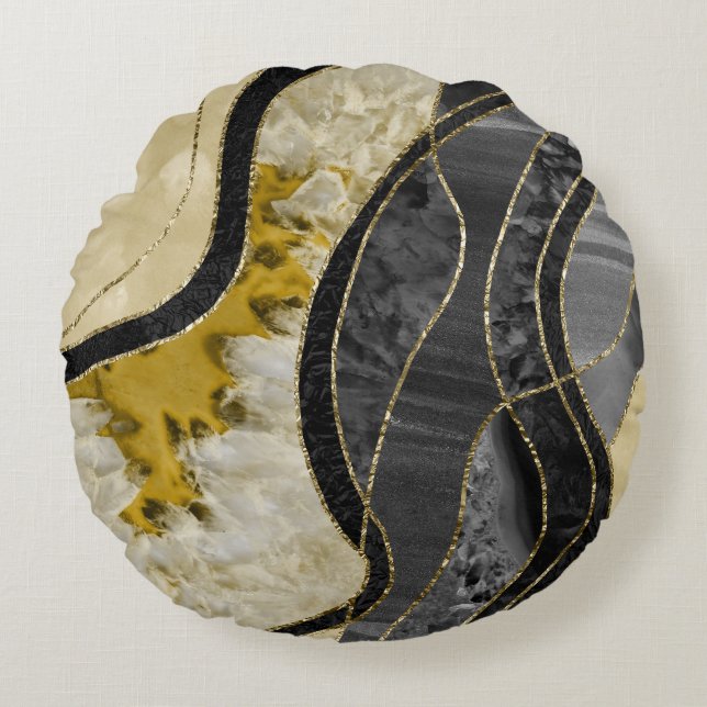 Cojín Redondo Marble Agate Gold Glam 6 (Anverso)
