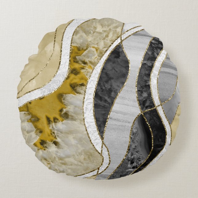 Cojín Redondo Marble Agate Gold Glam 7 (Anverso)