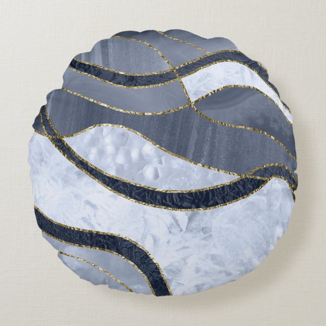 Cojín Redondo Marble Agate Gold Glam 8 - landscape (Anverso)