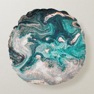 Cojín Redondo Marble artesanal: Textura tradicional de lujo.