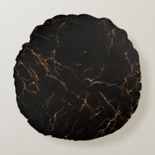 Cojín Redondo Marble negro de lujo: Textura elegante