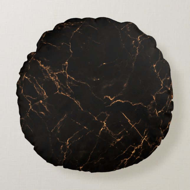 Cojín Redondo Marble negro de lujo: Textura elegante (Anverso)