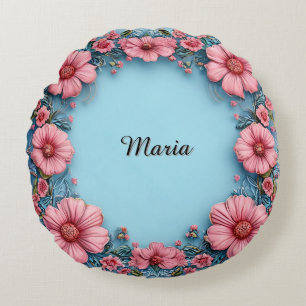 Cojín Redondo Marco Floral Elegante