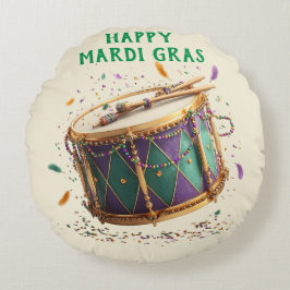 Cojín Redondo Mardi Gras Festive Drum