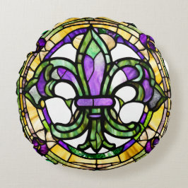 Cojín Redondo Mardi Gras Fleur De Lis