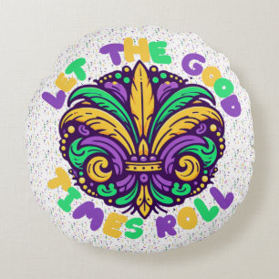Cojín Redondo Mardi Gras Que pasen los buenos tiempos