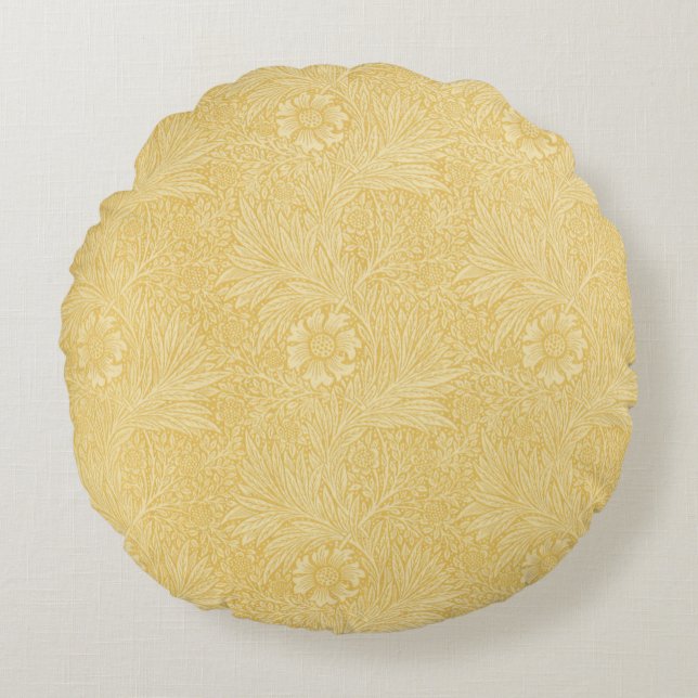 Cojín Redondo Marigold de William Morris, Flores de jardín vinta (Anverso)