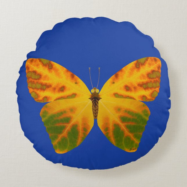 Cojín Redondo Mariposa Aspen Leaf 1 (Anverso)