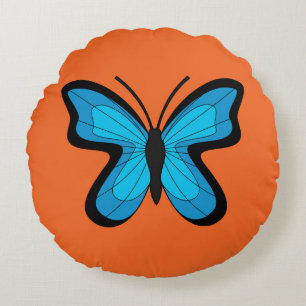 Cojín Redondo Mariposa azul
