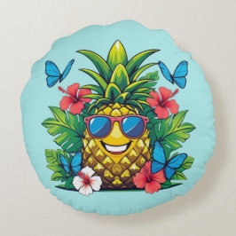 Cojín Redondo Mariposa de piña Hibiscus Vibes