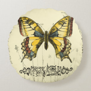 Cojín Redondo Mariposa decorativa con los Wildflowers