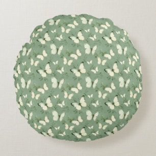 Cojín Redondo Mariposa en verde