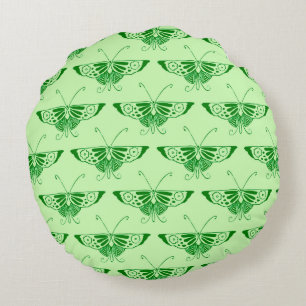 Cojín Redondo Mariposa estilizada Art Déco - verde esmeralda