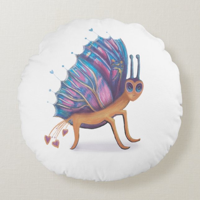 Cojín Redondo mariposa linda (Anverso)