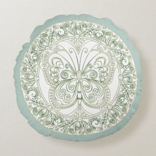 Cojín Redondo Mariposa Mandala - Pillow