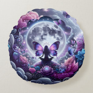 Cojín Redondo Mariposa Mística Zen Hada Luna Llena Cósmica