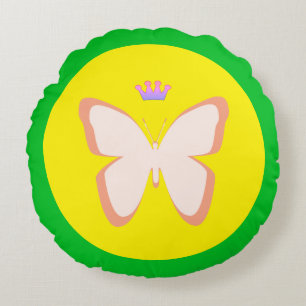 Cojín Redondo Mariposa y Corona - Jardín de príncipes (almohada 