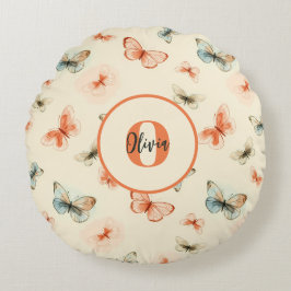 Cojín Redondo Mariposas acuarelas modernas