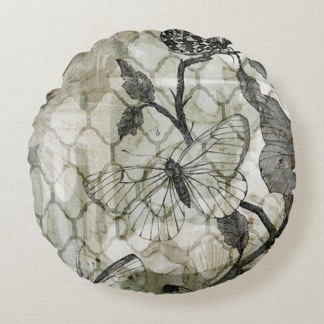 Cojín Redondo Mariposas árabes II (Anverso)