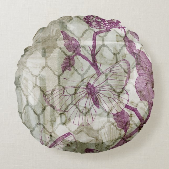 Cojín Redondo Mariposas árabes IV (Anverso)