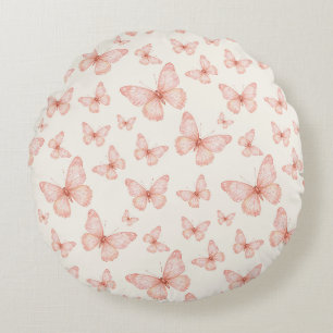 Cojín Redondo Mariposas rosadas bonitas