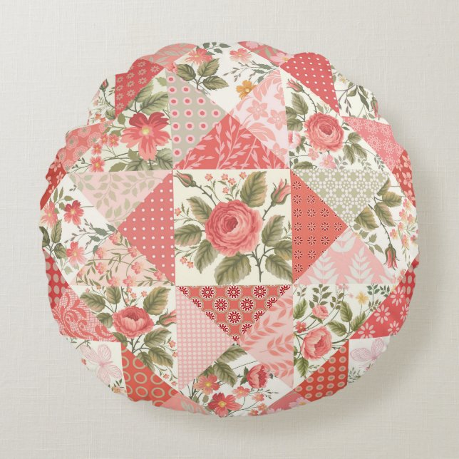 Cojín Redondo Mariposas rosas sin problemas (Anverso)