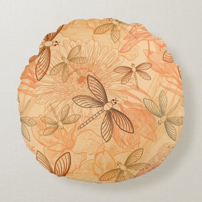 Cojín Redondo mariposas vintage modernas (Anverso)