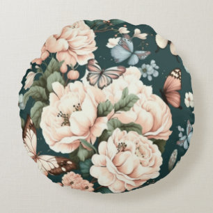 Cojín Redondo Mariposas y flores