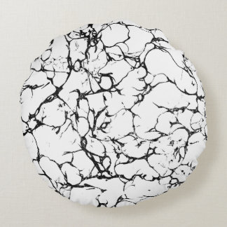 Cojín Redondo Mármol abstracto blanco negro moderno