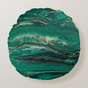 Cojín Redondo Marmol azul dorado: arte fluido
