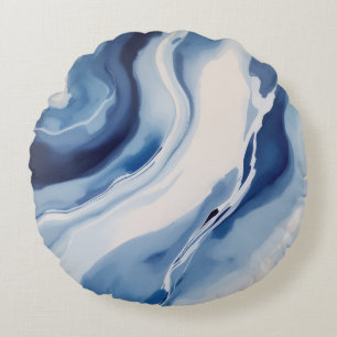 Cojín Redondo Mármol Azul Profundo